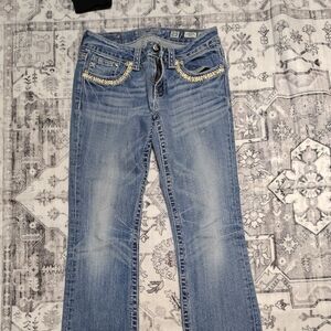 Miss Me Light Blue Boot Cut Jeans with Embellished Pockets